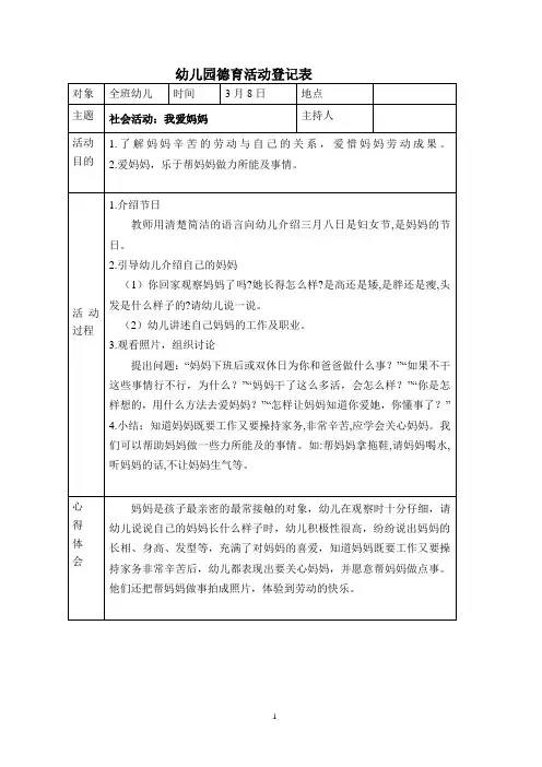 幼儿园德育活动登记表 (6)