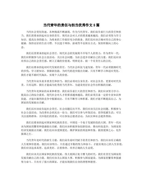 当代青年的责任与担当优秀作文5篇