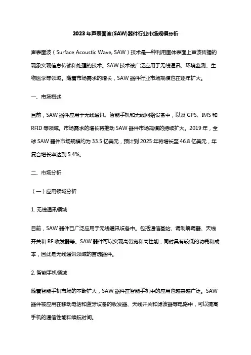 2023年声表面波(SAW)器件行业市场规模分析