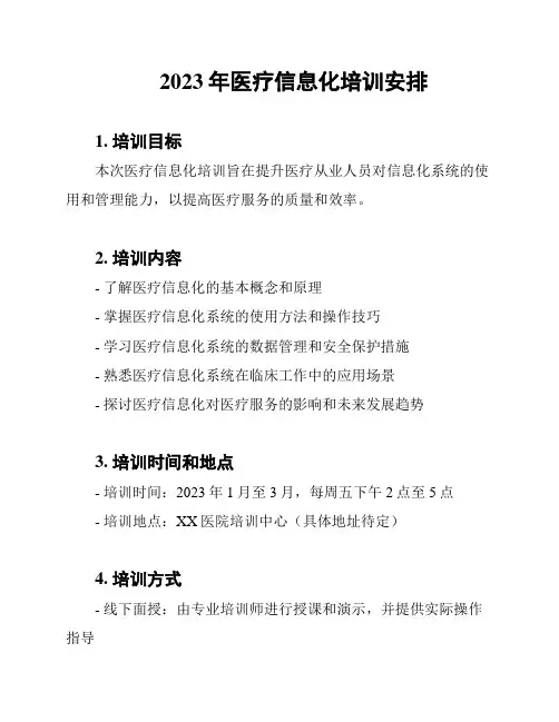 2023年医疗信息化培训安排