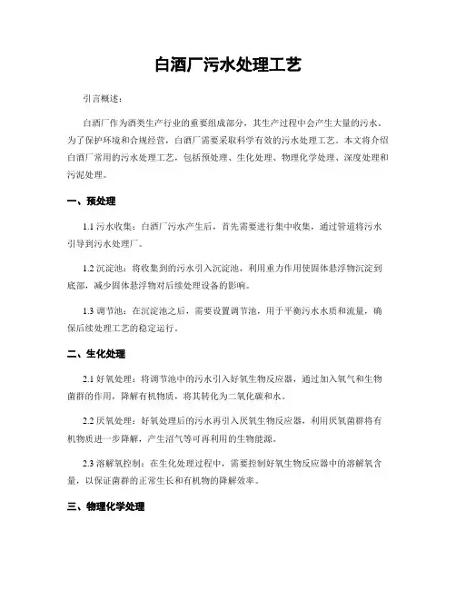 白酒厂污水处理工艺