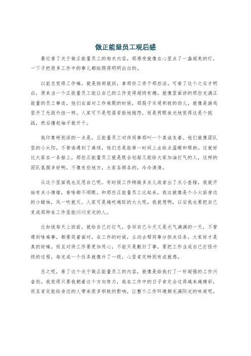 做正能量员工观后感