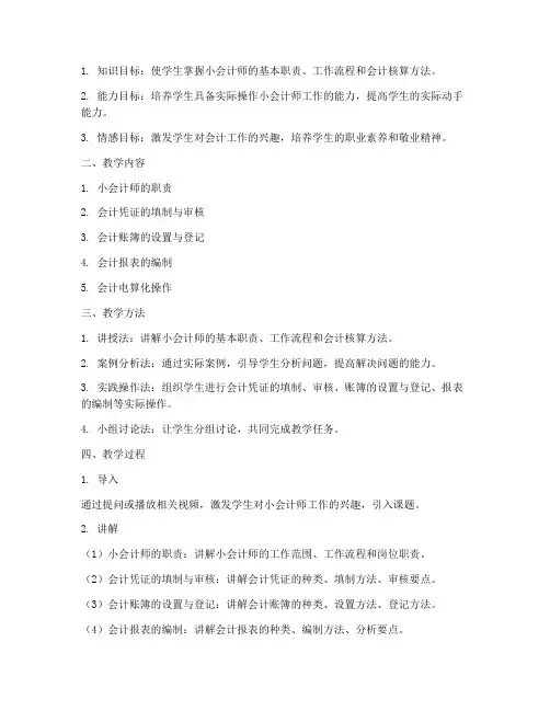 小会计师教学设计方案