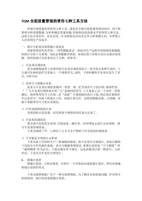 全面质量管理常用七种工具和方法(TOM)