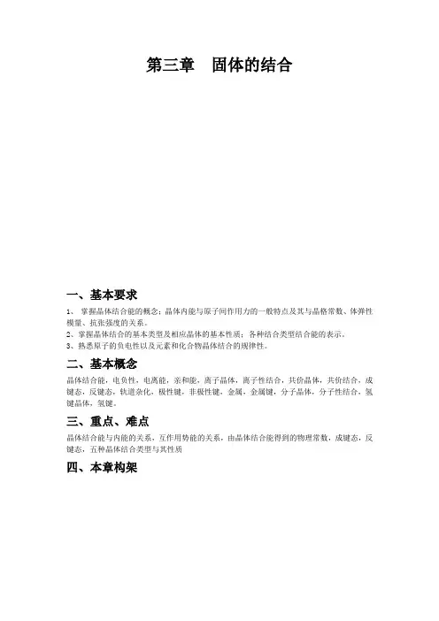 (完整版)固体物理固体的结合总结完全版
