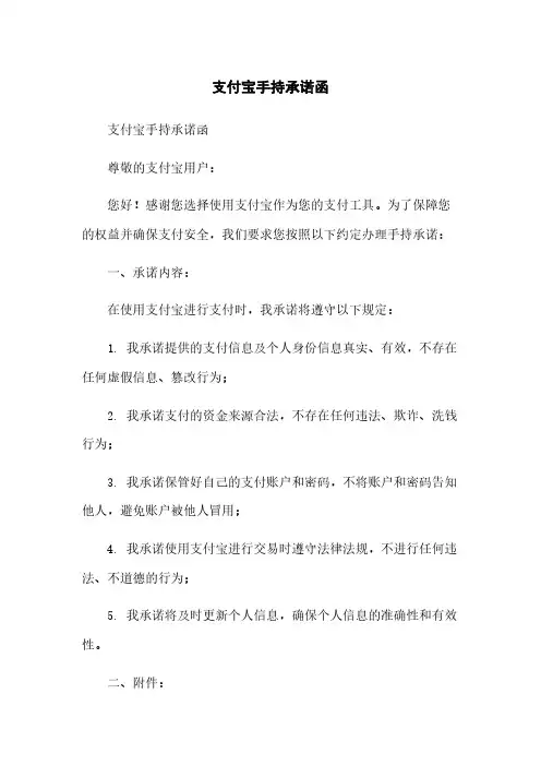 支付宝手持承诺函