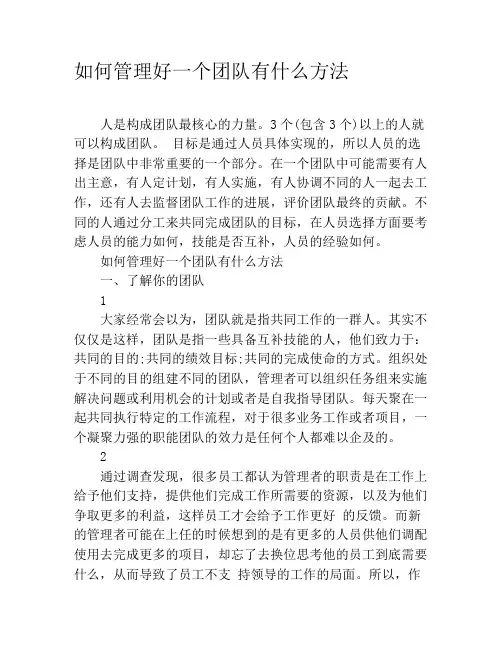 如何管理好一个团队有什么方法
