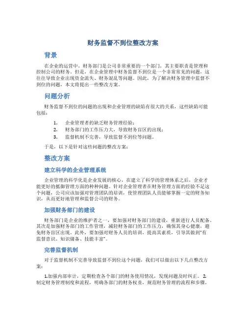 财务监督不到位整改方案