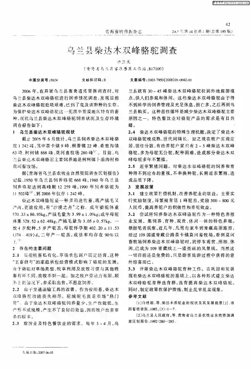 乌兰县柴达木双峰骆驼调查