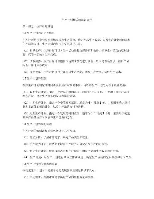 生产计划相关的培训课件