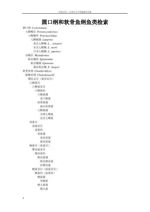 圆口纲和软骨鱼纲鱼类检索