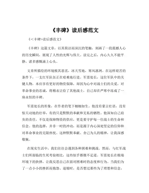 《丰碑》读后感范文