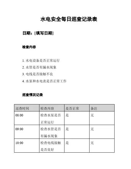 水电安全每日巡查记录表