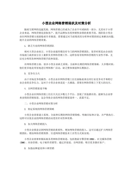 小型企业网络营销现状及对策分析