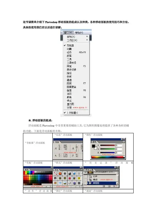 这节课简单介绍下Photoshop浮动面板的组成以及种类