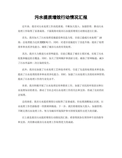 污水提质增效行动情况汇报