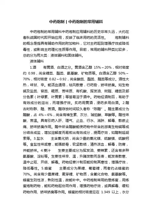 中药炮制丨中药炮制的常用辅料