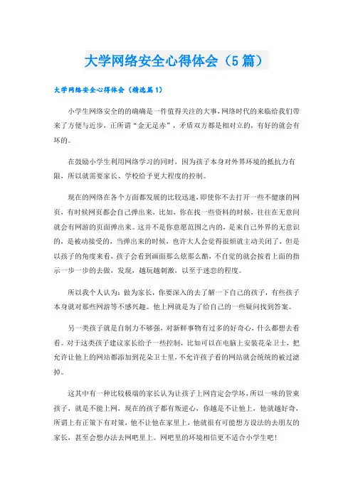 大学网络安全心得体会(5篇)