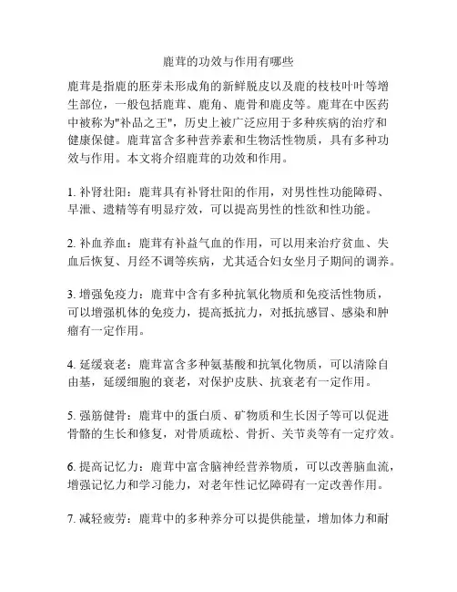 鹿茸的功效与作用有哪些