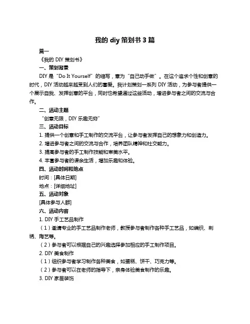 我的diy策划书3篇