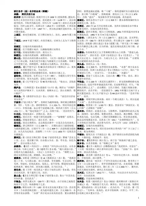 浙江各市(县)名字的由来