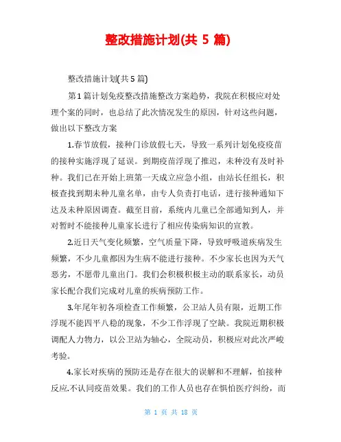 整改措施计划(共5篇)