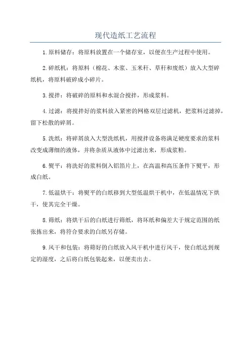 现代造纸工艺流程