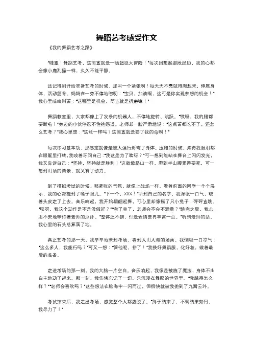 舞蹈艺考感受作文
