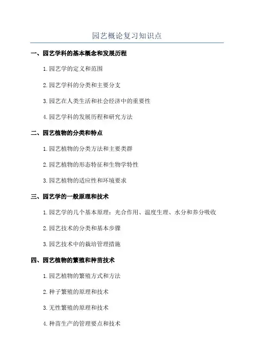 园艺概论复习知识点