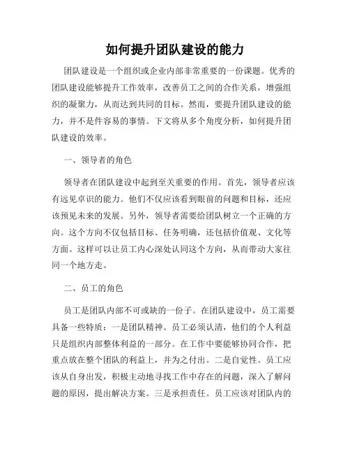 如何提升团队建设的能力