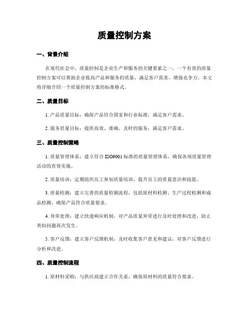 质量控制方案