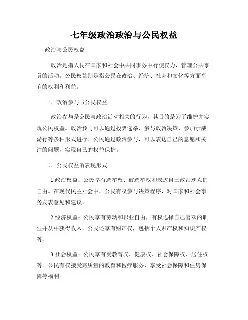 七年级政治政治与公民权益