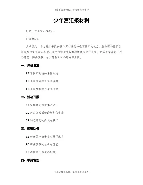 少年宫汇报材料