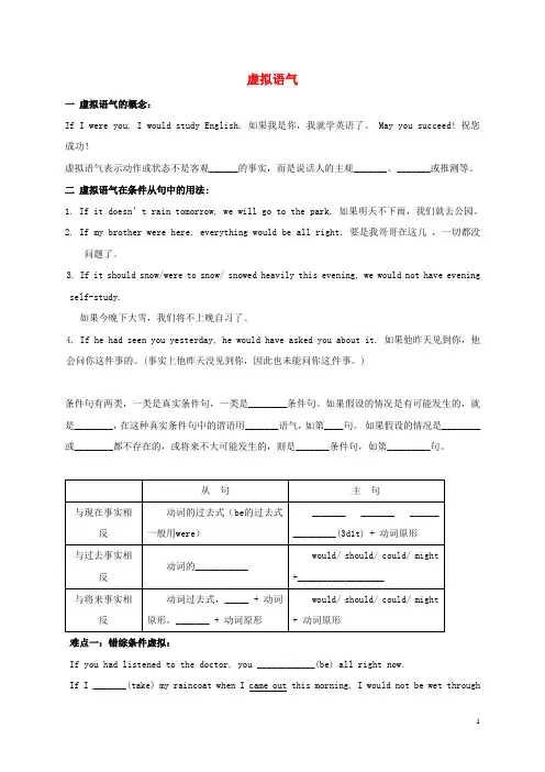 江苏省江阴市峭岐中学高三英语复习 虚拟语气讲义