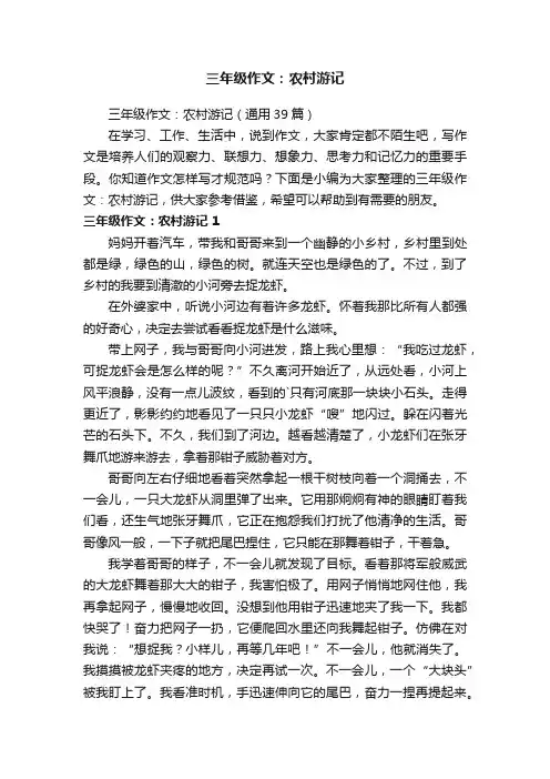 三年级作文：农村游记（通用39篇）