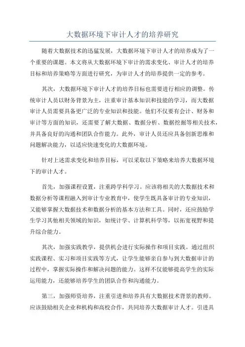 大数据环境下审计人才的培养研究