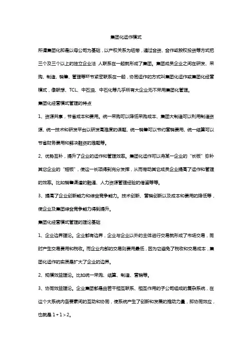 集团化运作模式