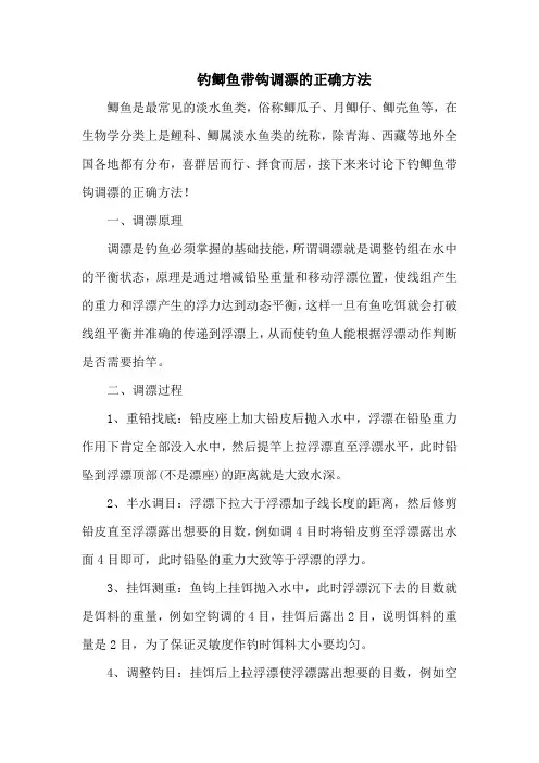 钓鱼技巧：钓鲫鱼带钩调漂的正确方法