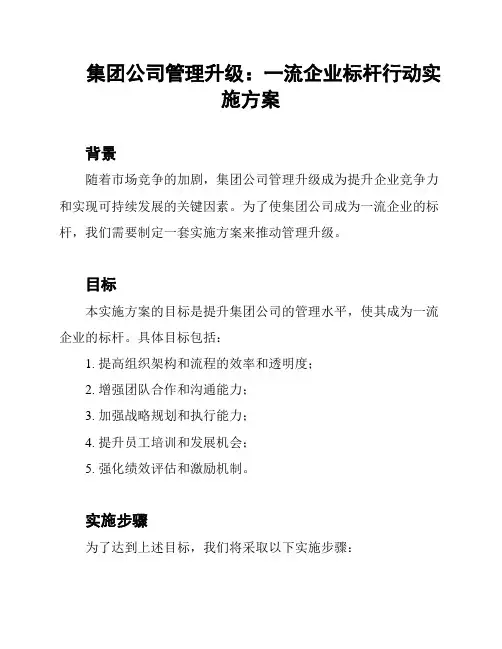 集团公司管理升级：一流企业标杆行动实施方案