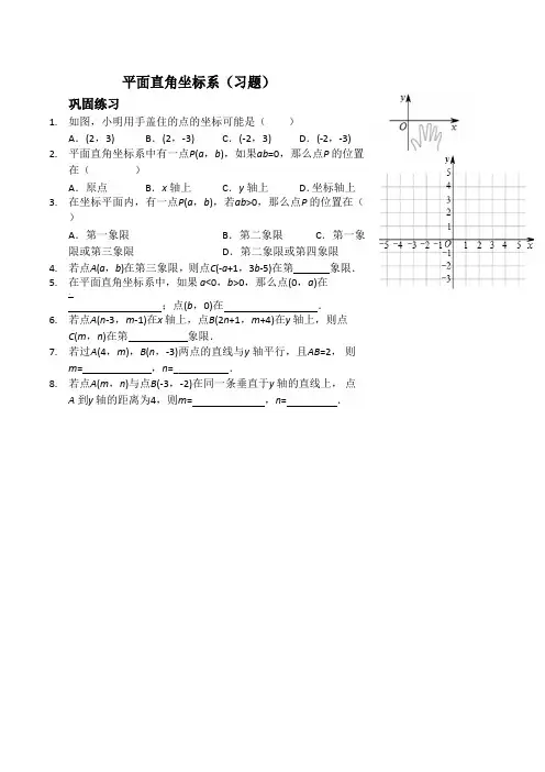 平面直角坐标系(习题及答案)