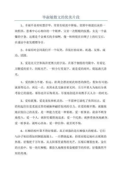 毕淑敏散文的优美片段