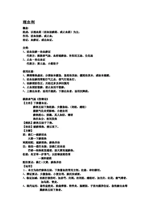 方剂各论之理血剂