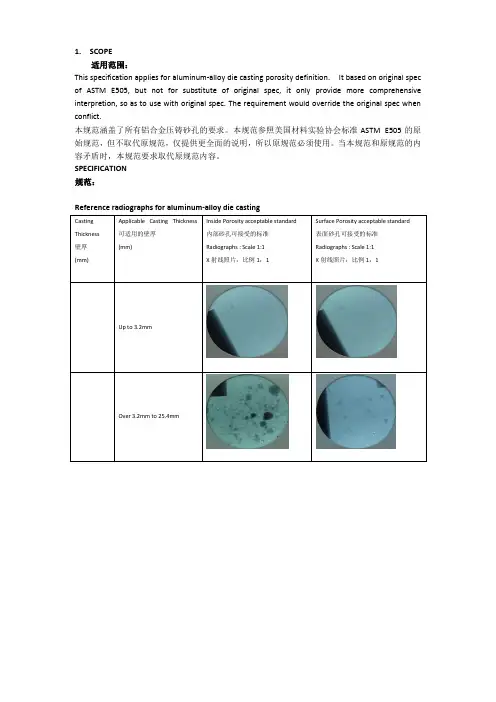 铝合金压铸件砂孔标准