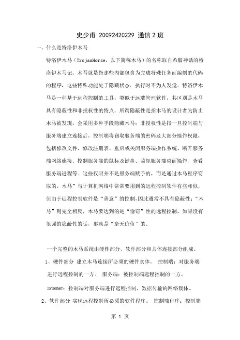 传统特洛伊木马的工作原理共17页word资料