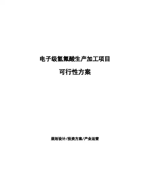 电子级氢氟酸生产加工项目可行性方案