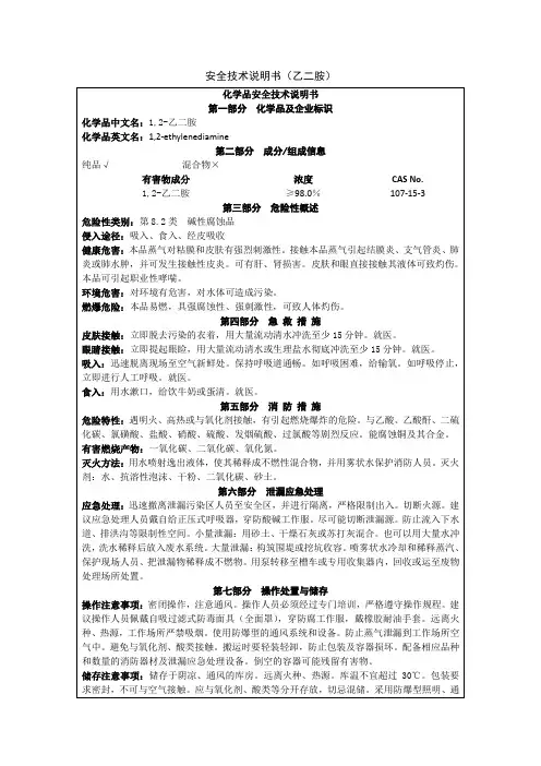 乙二胺MSDS