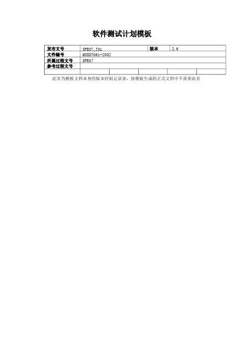 软件测试计划模板