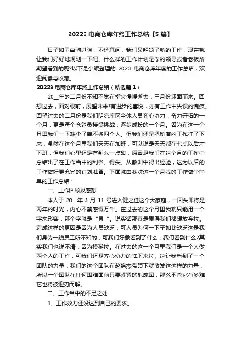 20223电商仓库年终工作总结【5篇】