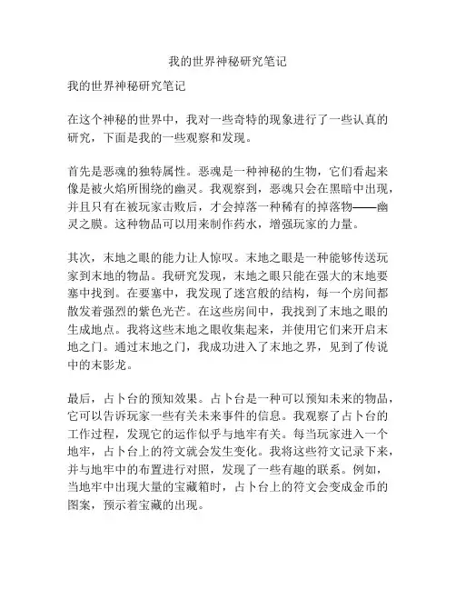 我的世界神秘研究笔记