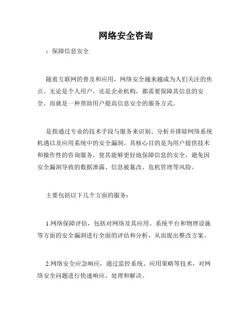 网络安全咨询
